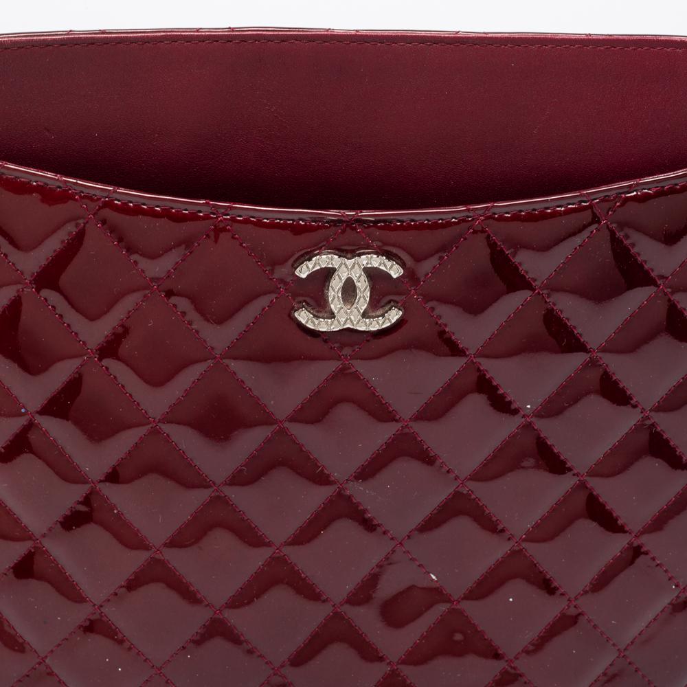 Chanel Burgundy Quilted Patent Leather Brilliant iPad Case 7