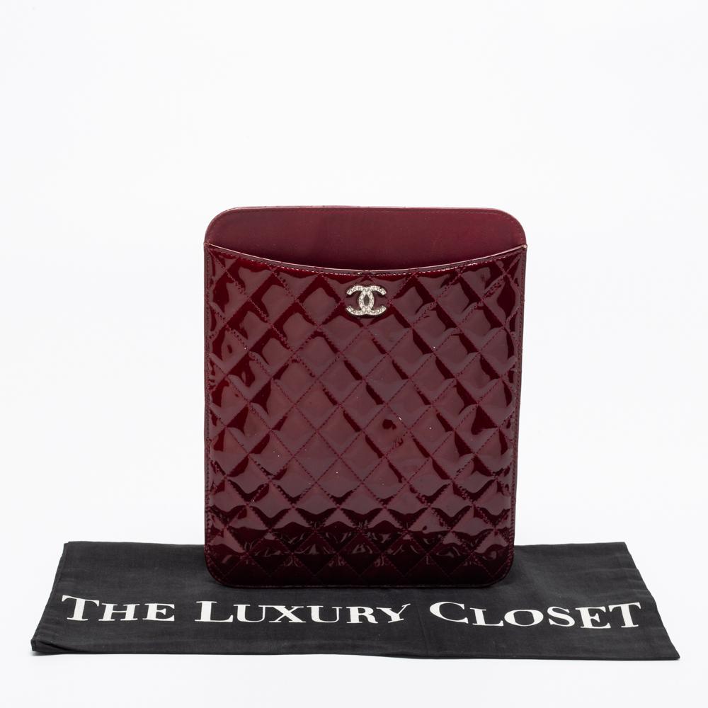 Chanel Burgundy Quilted Patent Leather Brilliant iPad Case 8