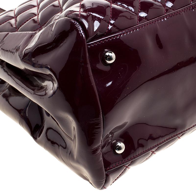 Chanel Burgundy Quilted Patent Leather Just Mademoiselle Bowling Bag 5
