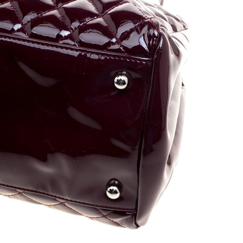 Chanel Burgundy Quilted Patent Leather Just Mademoiselle Bowling Bag 6