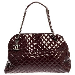 Chanel Burgundy Quilted Patent Leather Large Just Mademoiselle Bowler Bag