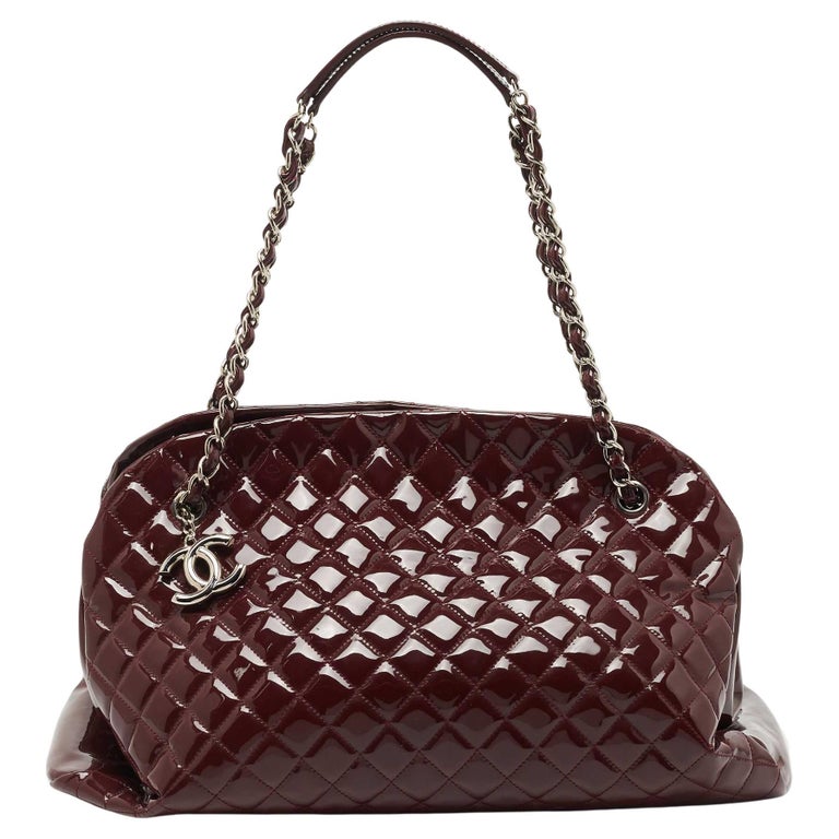 Chanel Burgundy Quilted Patent Leather Large Just Mademoiselle Bowler Bag  at 1stDibs