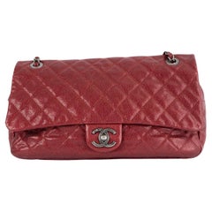 CHANEL burgundy quilted Soft Caviar leather JUMBO EASY Flap Shoulder Bag