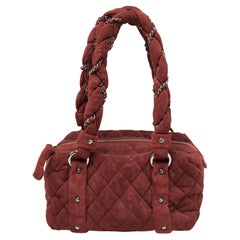 Chanel Burgundy Quilted Suede Lady Braid Satchel