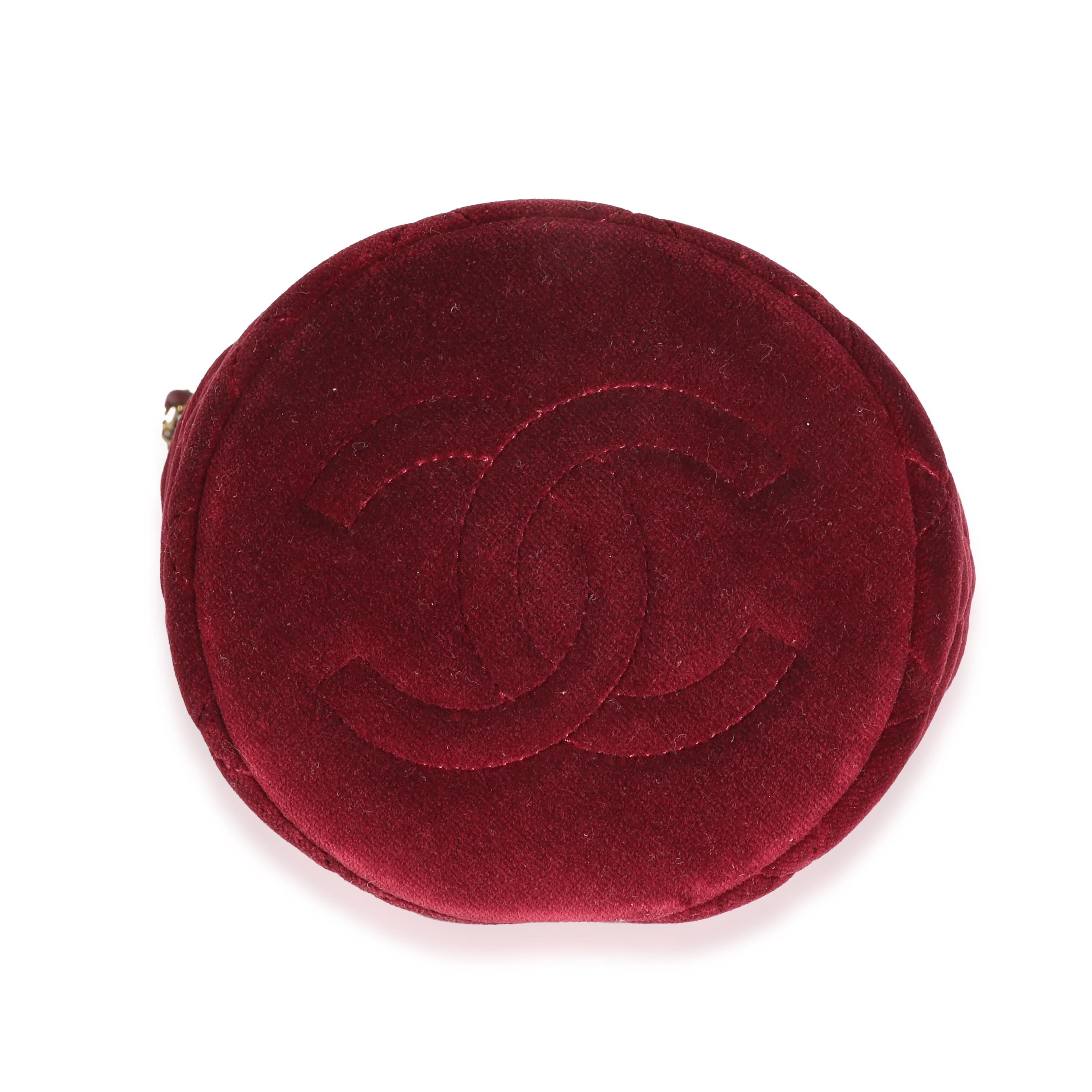 Chanel Burgundy Quilted Velvet CC Pearl Crush Bucket Bag For Sale 3