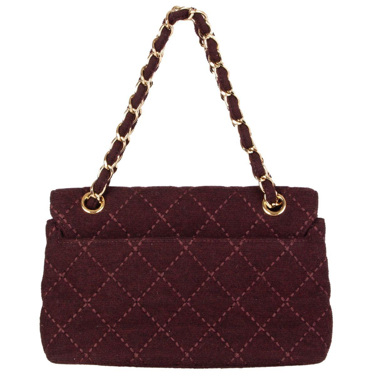 CHANEL burgundy quilted wool JERSEY CLASSIC FLAP Shoulder Bag at ...