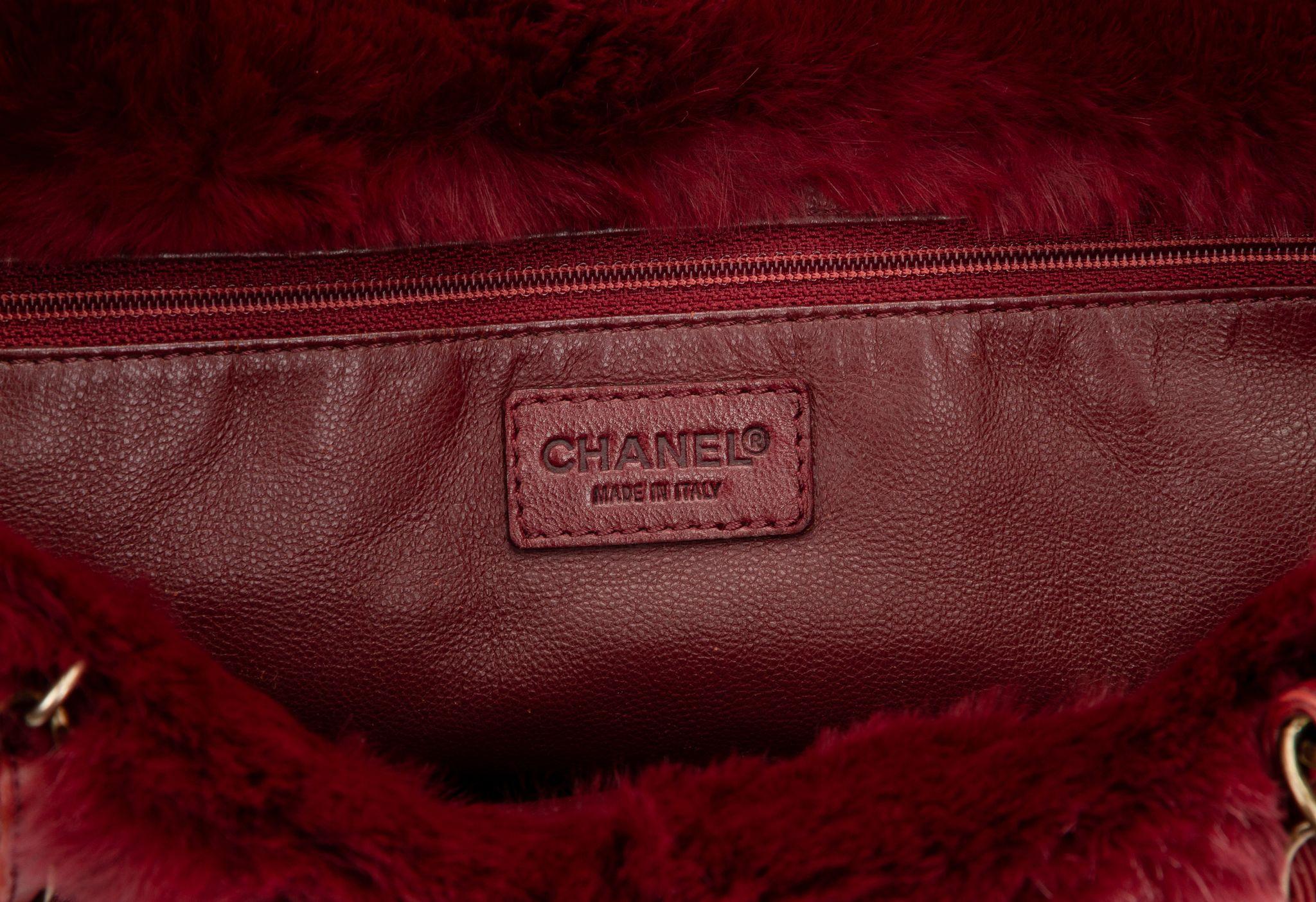 Chanel Burgundy Rabbit Shoulder Bag 1