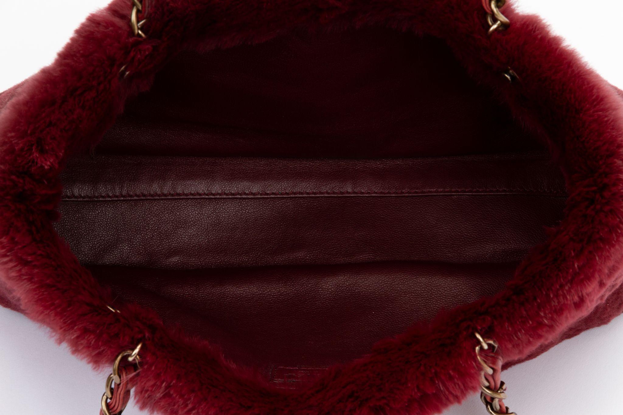 Chanel Burgundy Rabbit Shoulder Bag 2