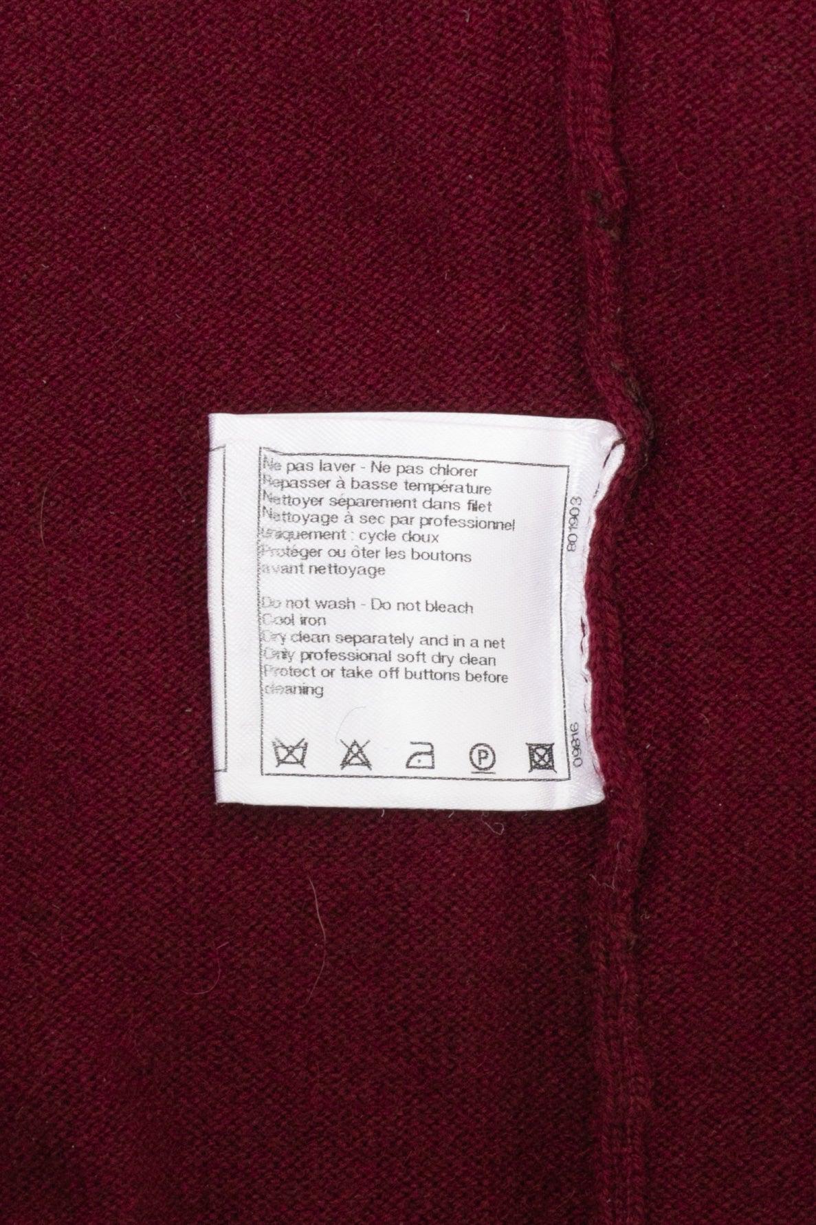 Chanel Burgundy-Red Cashmere Top Polo-Style 6