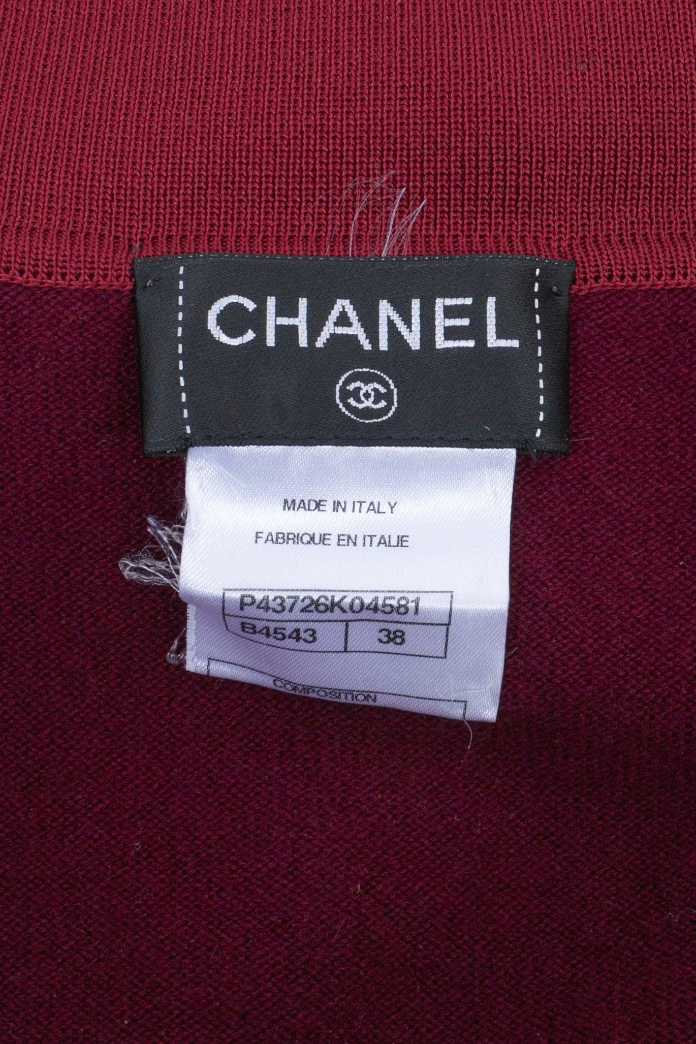 Chanel Burgundy-Red Cashmere Top Polo-Style 7