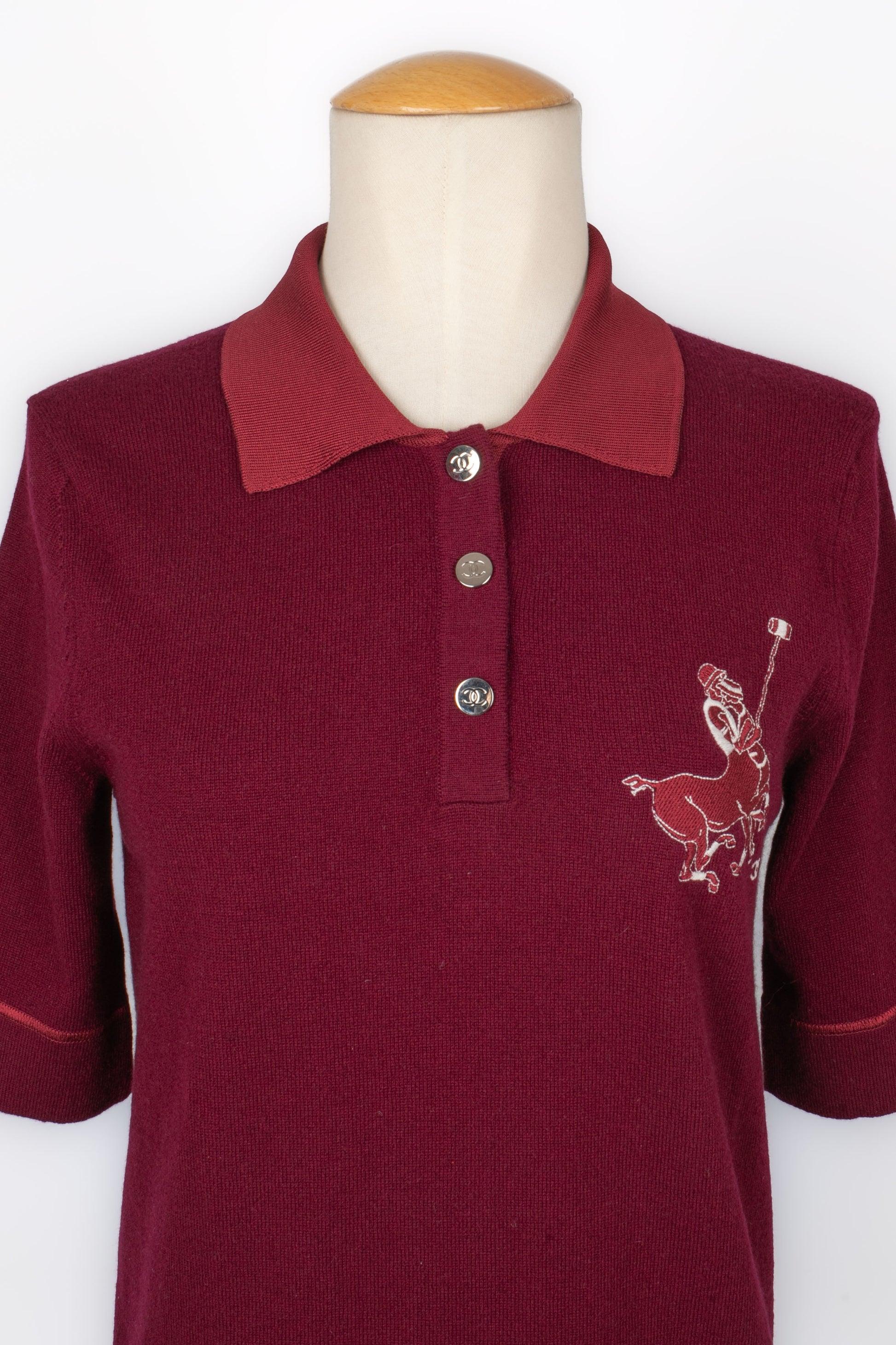 Chanel Burgundy-Red Cashmere Top Polo-Style 1