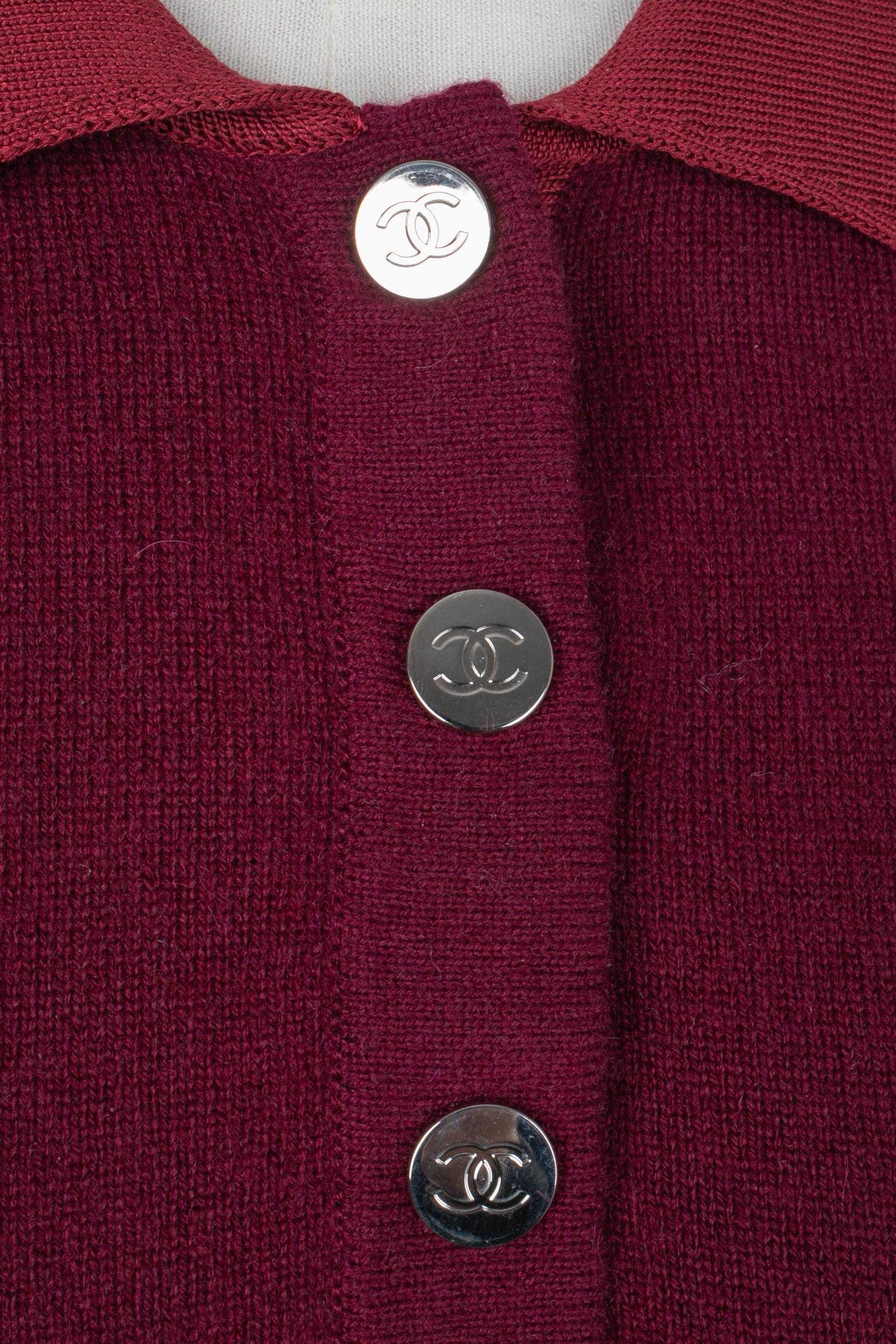 Chanel Burgundy-Red Cashmere Top Polo-Style 2