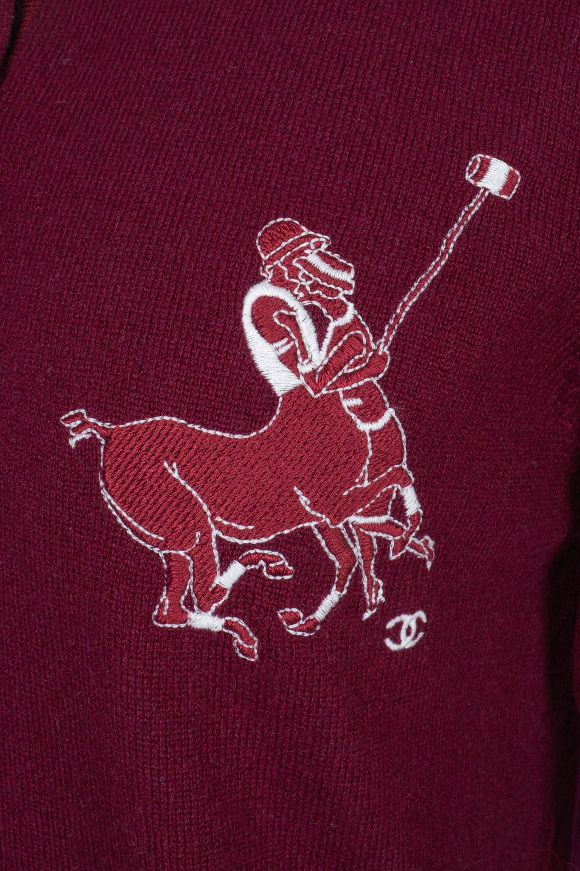 Chanel Burgundy-Red Cashmere Top Polo-Style 5