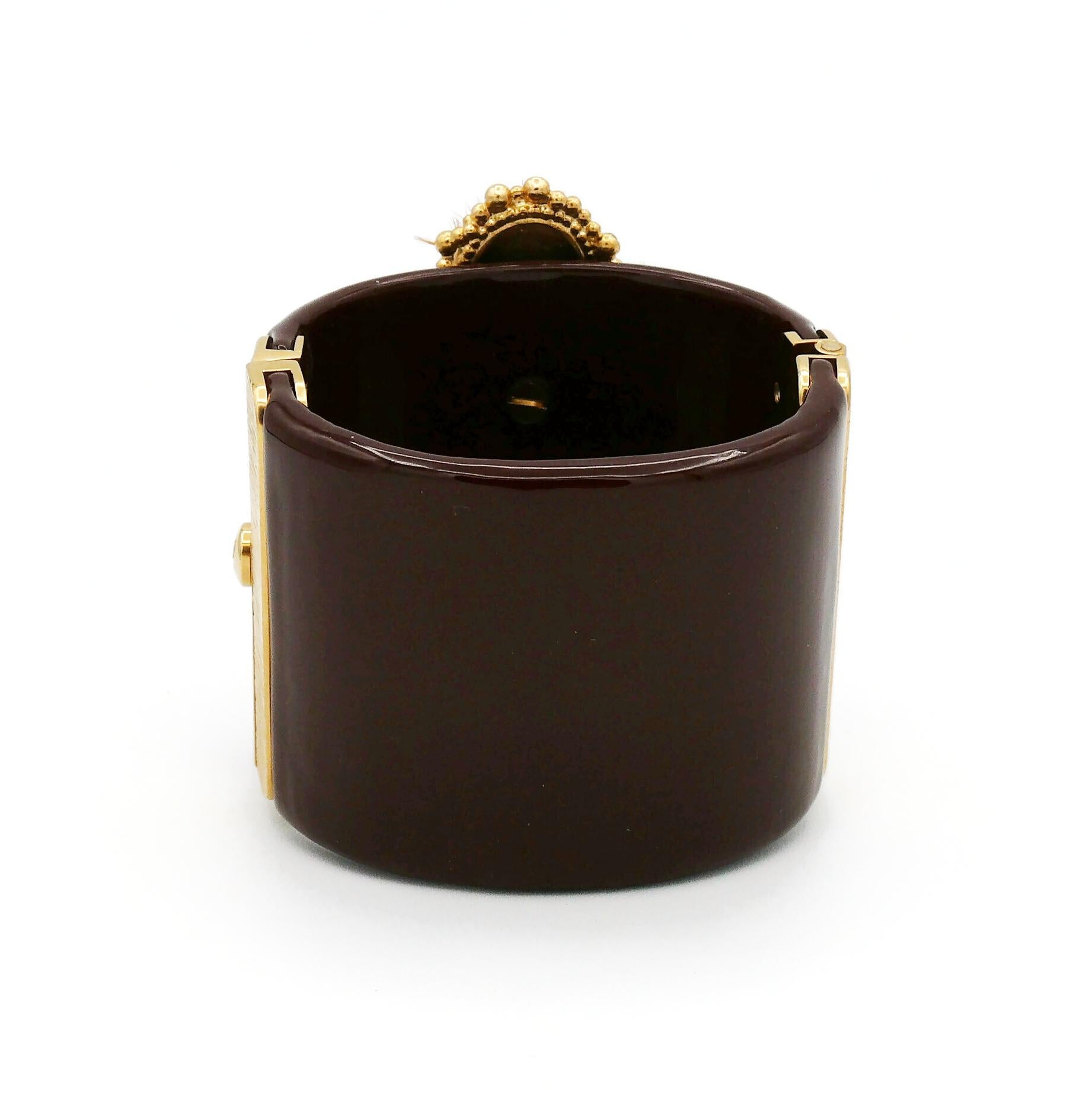 Chanel Burgundy Resin and Feather Cross Cuff Bracelet, Pre-Fall 2013 Collection For Sale 3