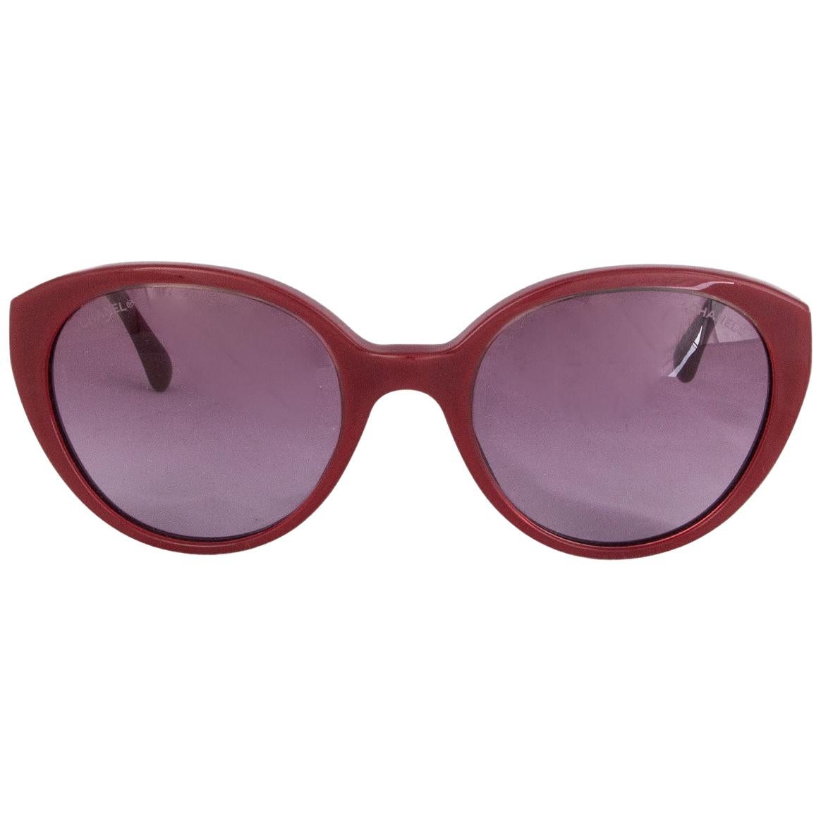 CHANEL burgundy Round Sunglasses gradient Lenses 5252Q