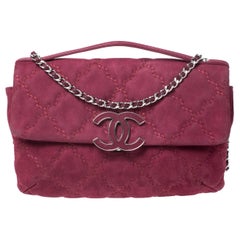 Chanel Burgundy Stitch Quilted Leather CC Clasp Flap Bag