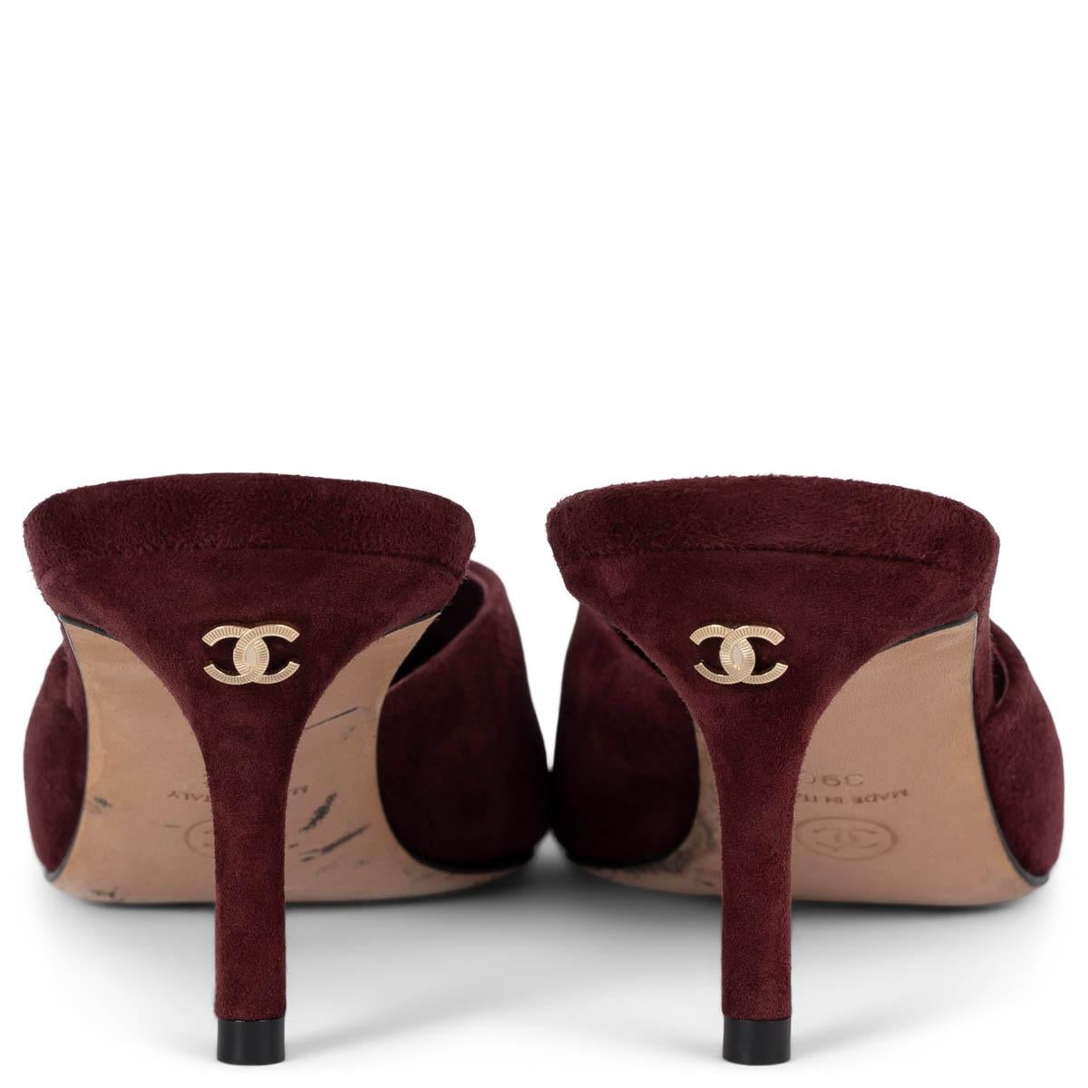 CHANEL burgundy suede 2016 16A ROME Mules Shoes 39 For Sale 1