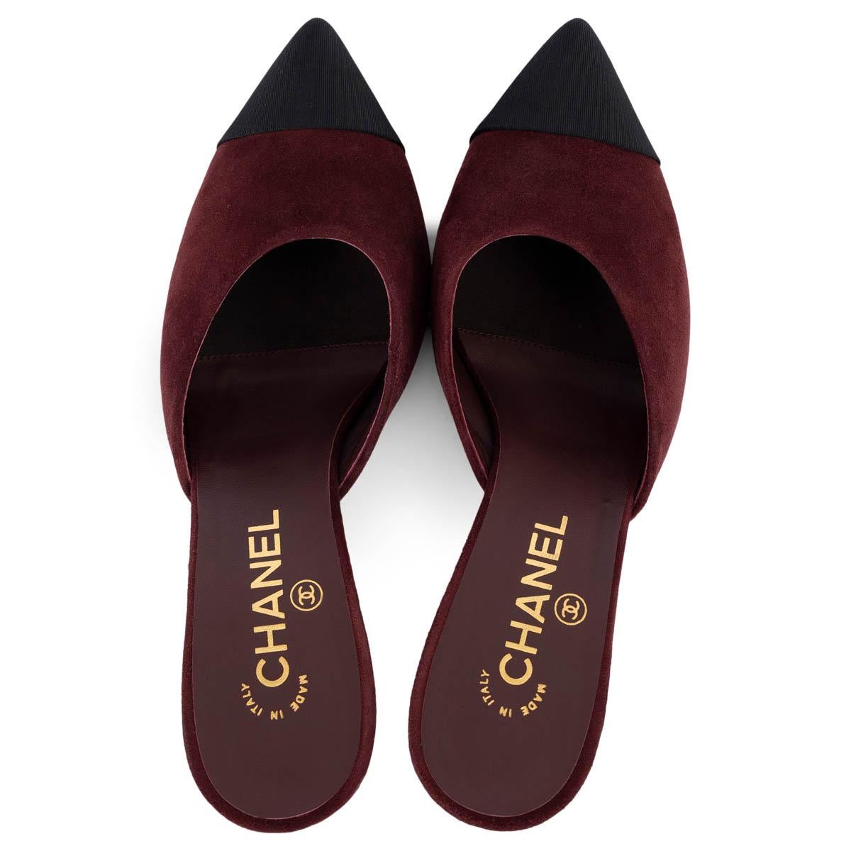 CHANEL burgundy suede 2016 16A ROME Mules Shoes 39 For Sale 2