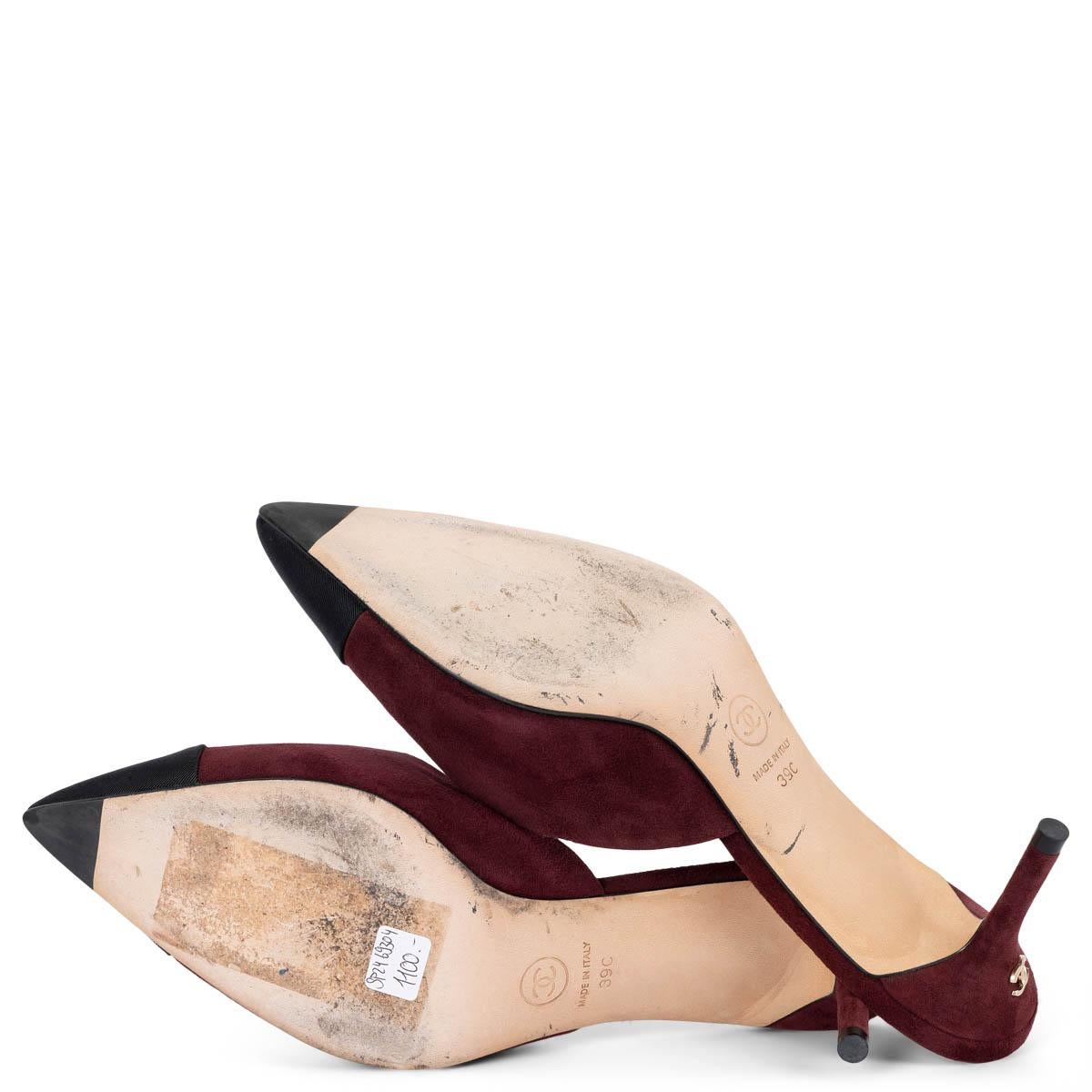 CHANEL burgundy suede 2016 16A ROME Mules Shoes 39 For Sale 4