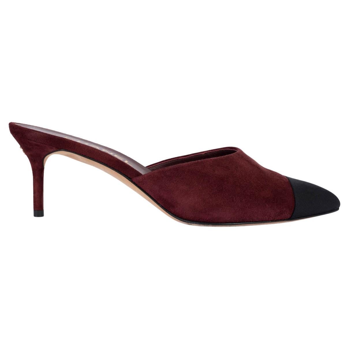 CHANEL burgundy suede 2016 16A ROME Mules Shoes 39 For Sale