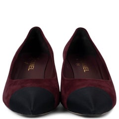 CHANEL burgundy suede 2016 16A ROME Pumps Shoes 41.5 fit 40.5