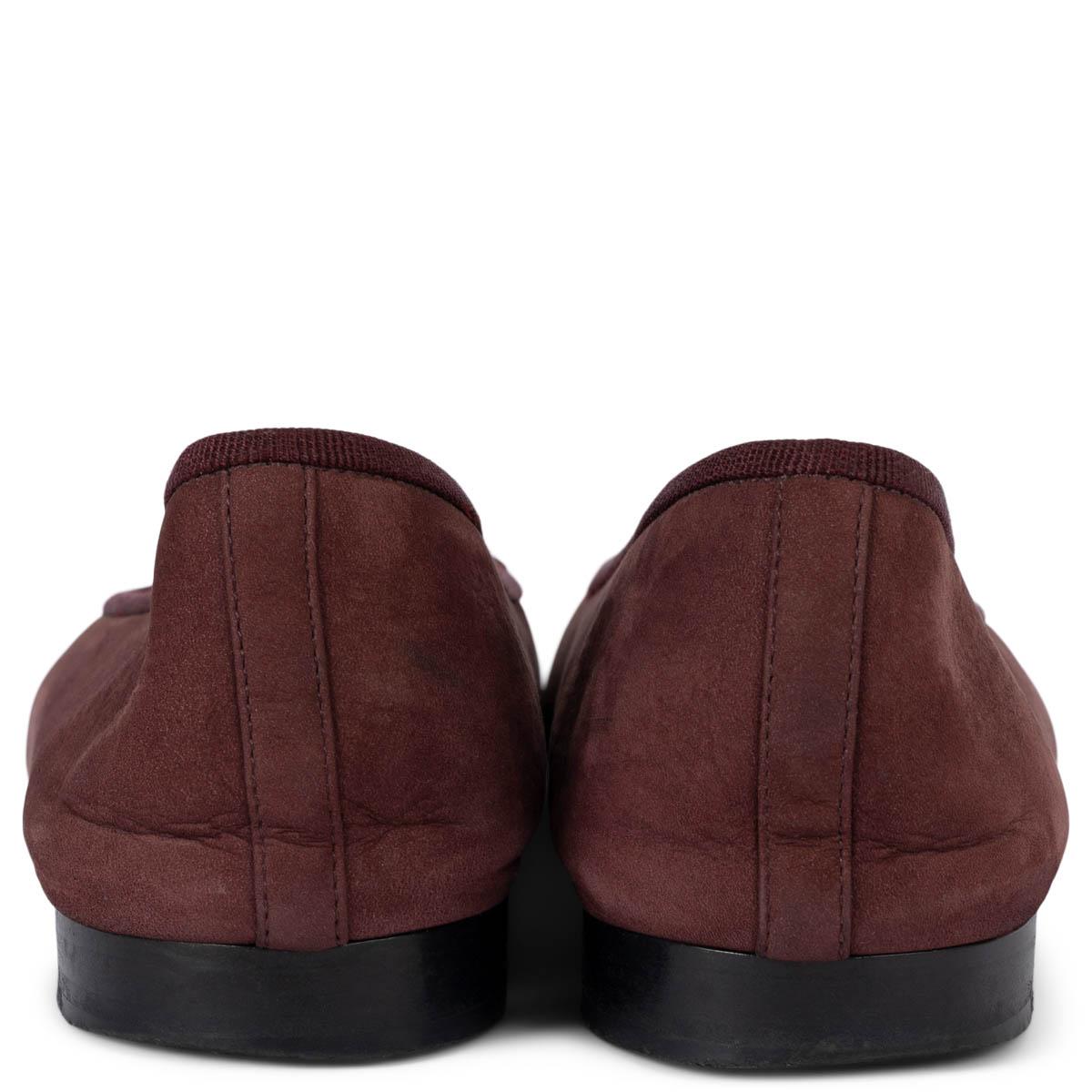 CHANEL burgundy suede CLASSIC Ballet Flats Shoes 39.5 fit 39 For Sale 1