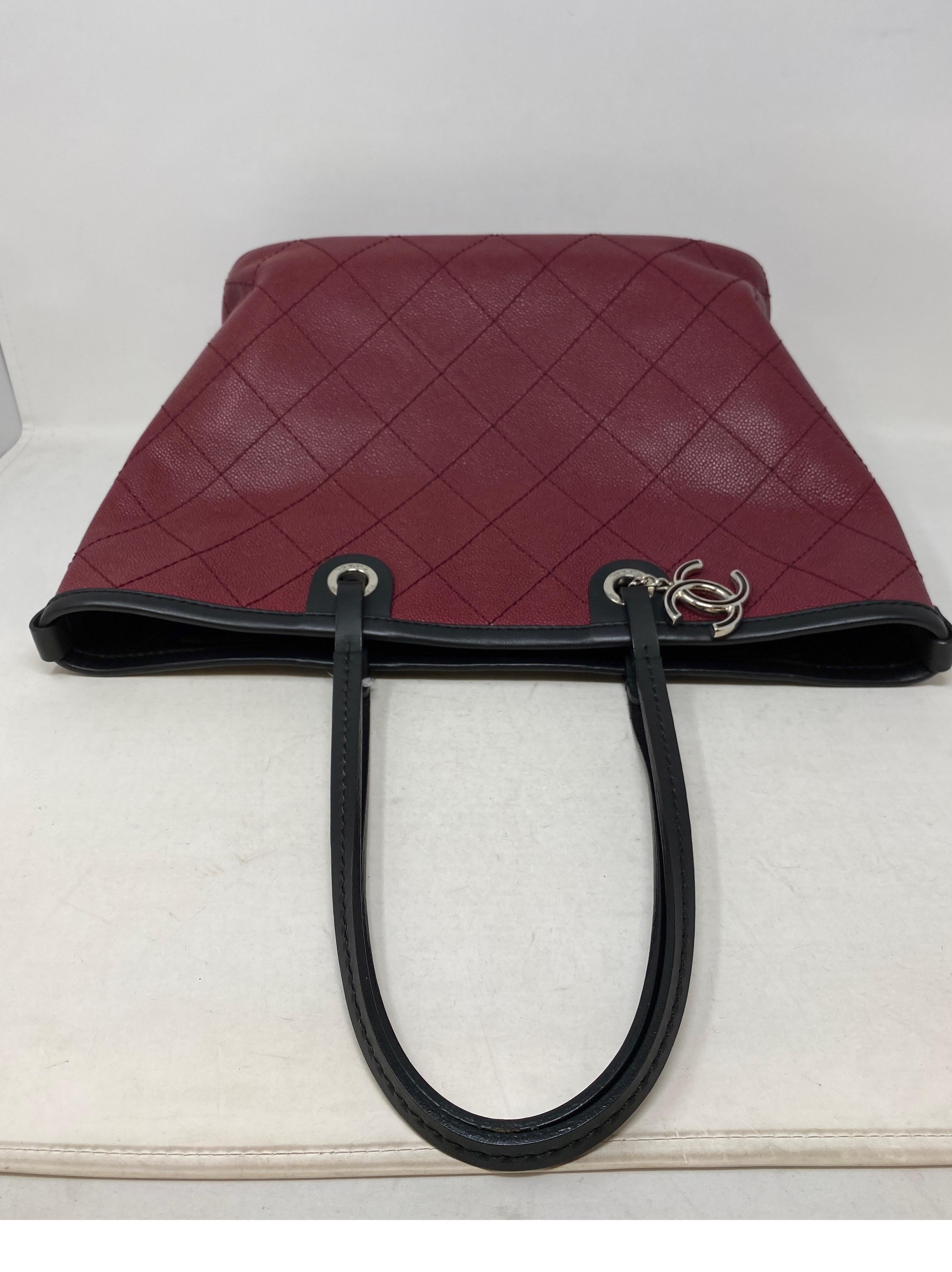 Chanel Burgundy Tote Bag  For Sale 3