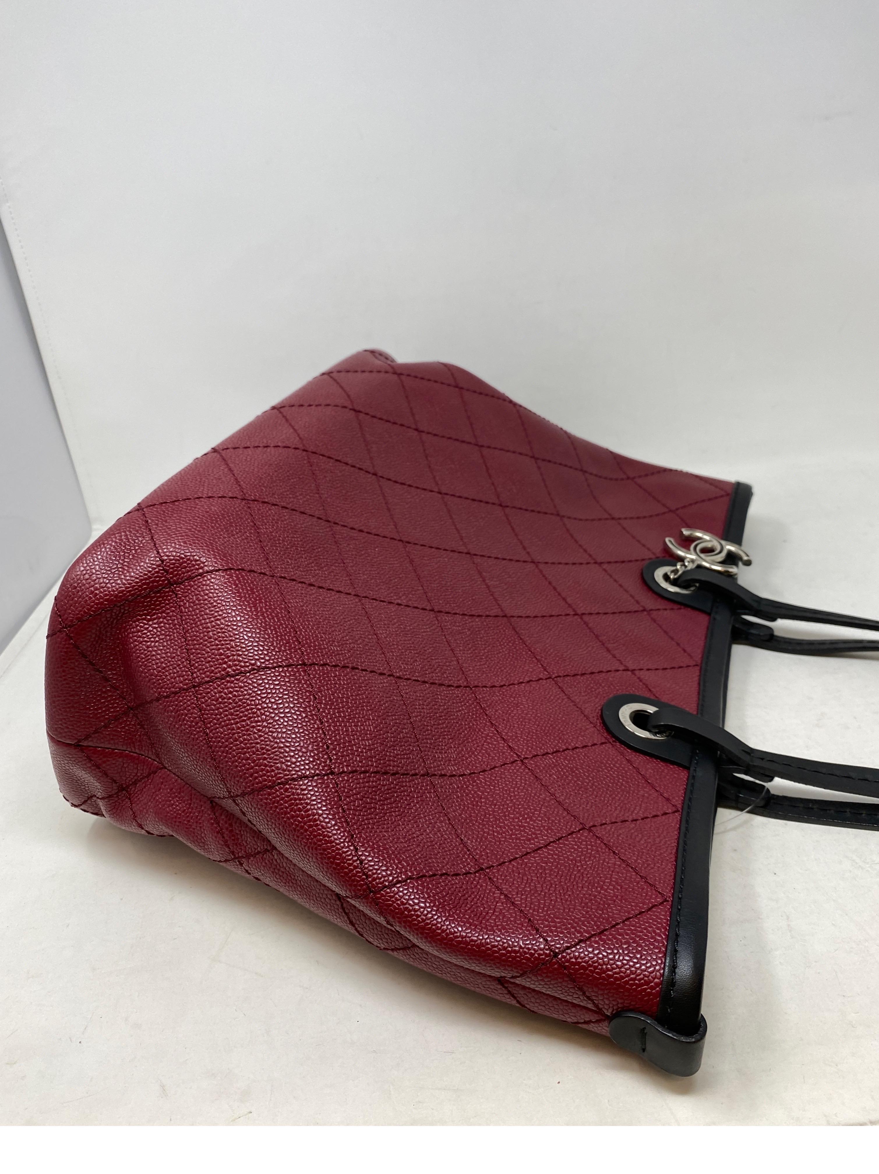 Chanel Burgundy Tote Bag  For Sale 5