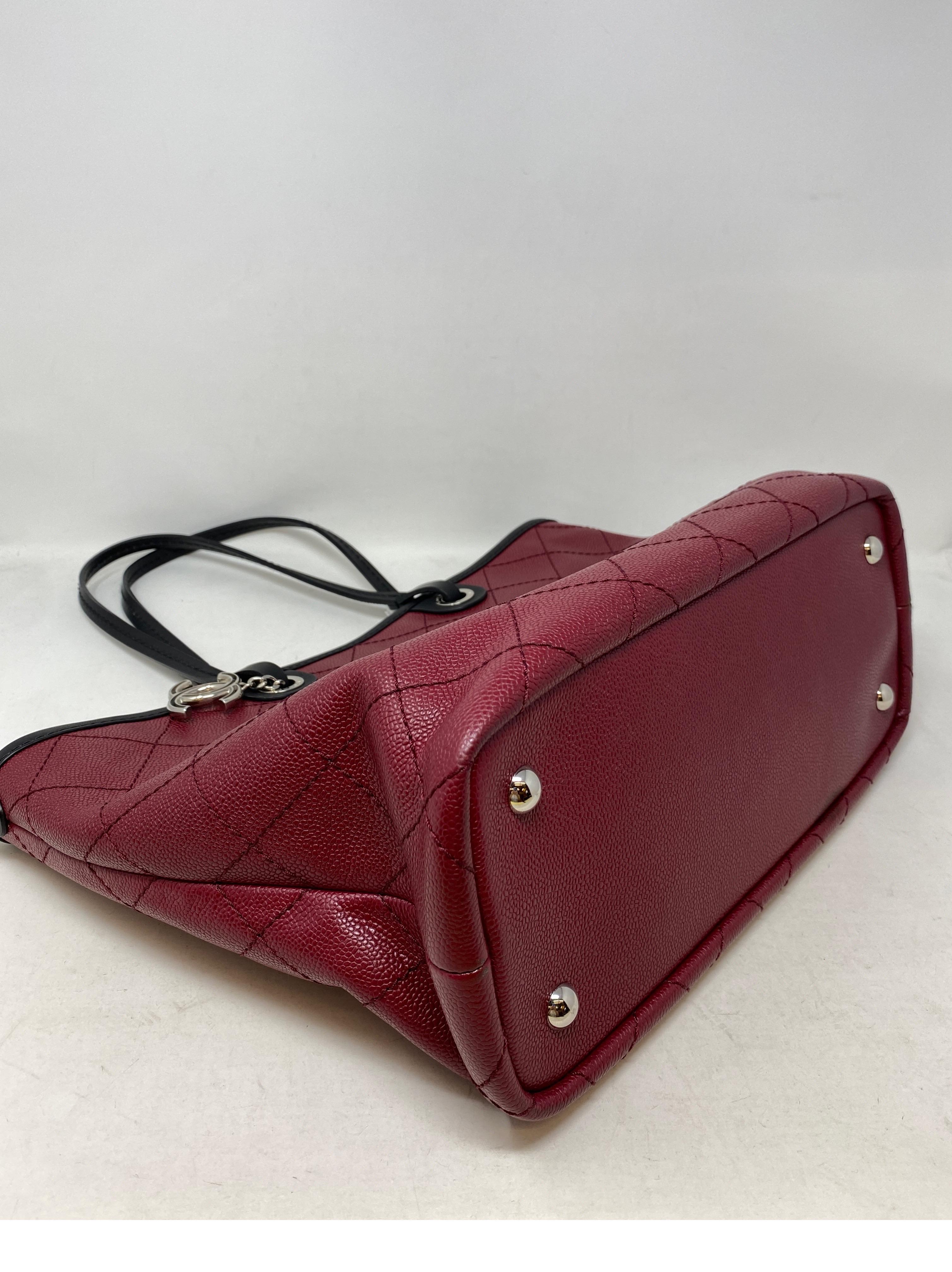 Chanel Burgundy Tote Bag  For Sale 8