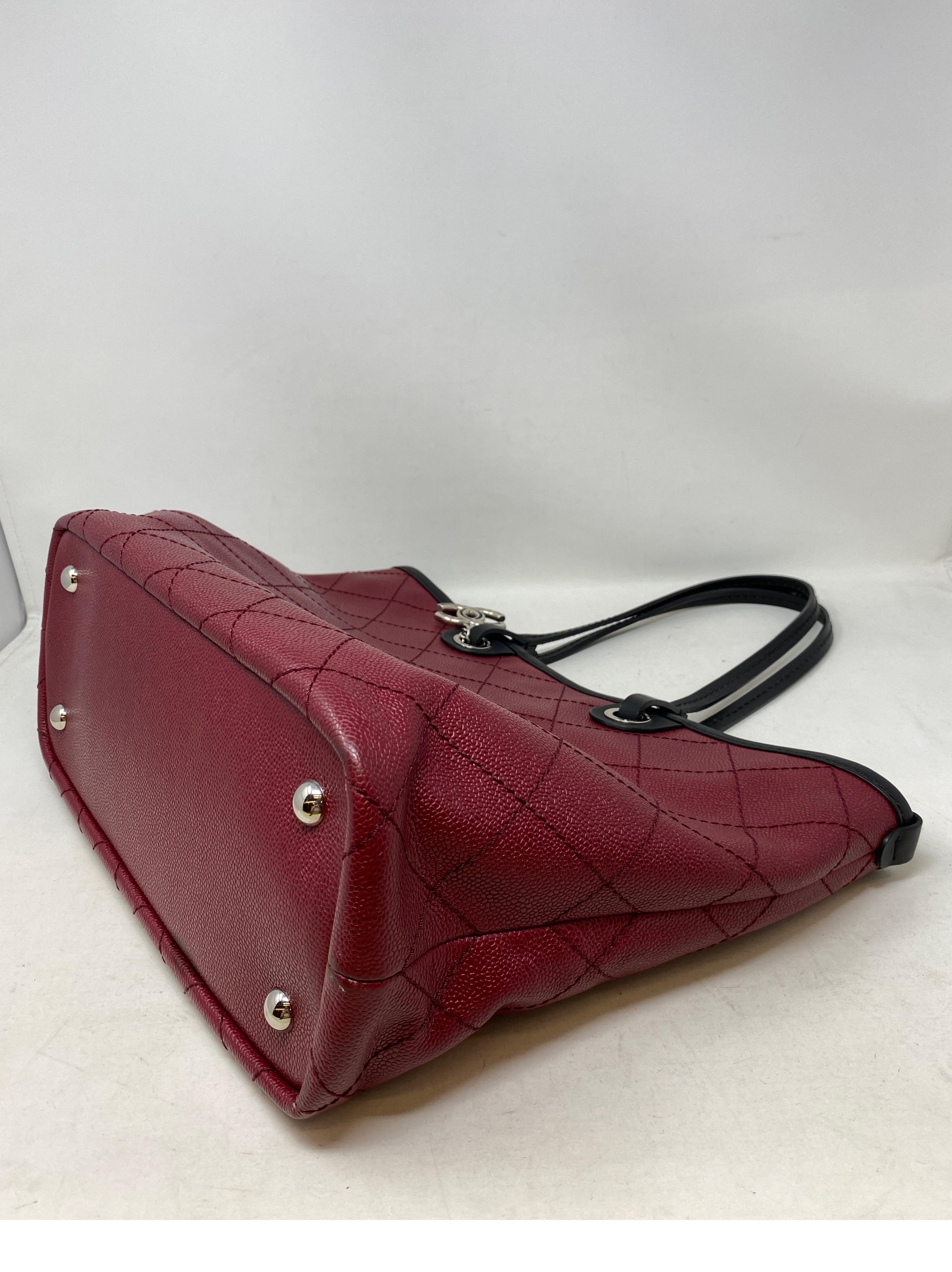 Chanel Burgundy Tote Bag  For Sale 9