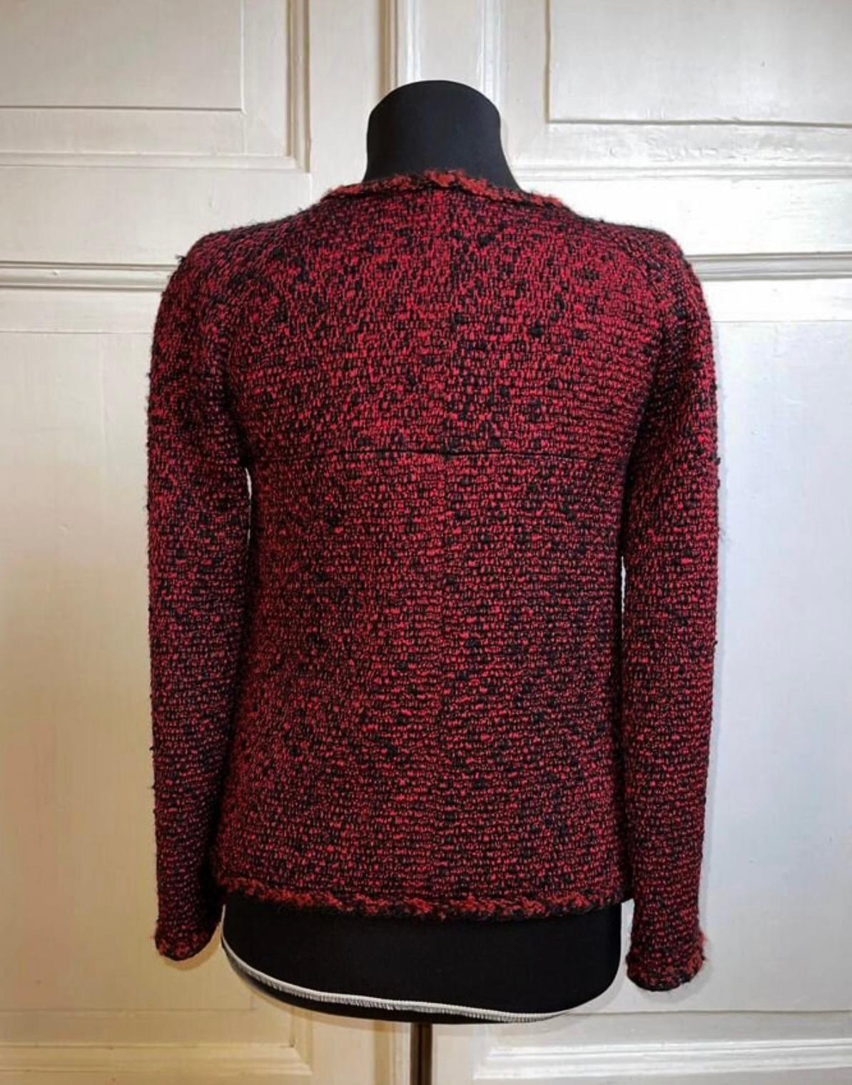 Veste de défilé Chanel en tweed bourgogne 44 FR 3