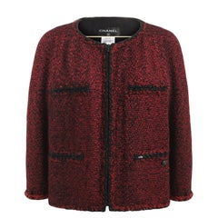 Chaqueta de pasarela Chanel de tweed burdeos 44 FR