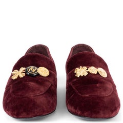 CHANEL velours bordeaux 2019 19B LUCKY CHARM Mocassins Chaussures 39 fit 38.5