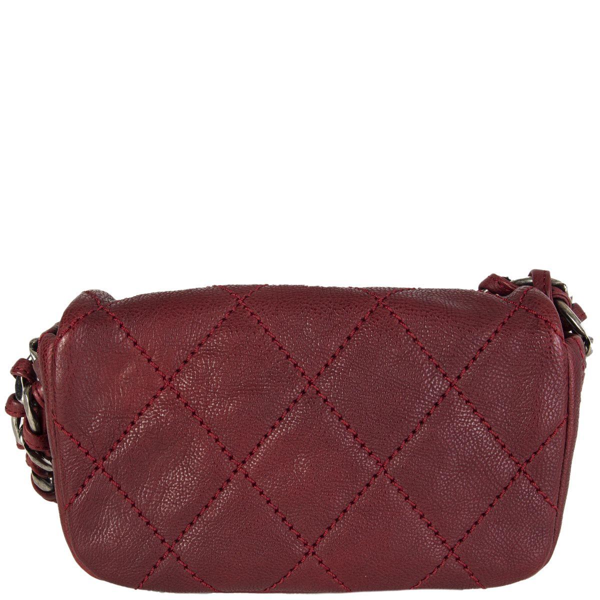 Brown Chanel burgundy washed Caviar leather MODERN CHAIN MINI FLAP Shoulder Bag