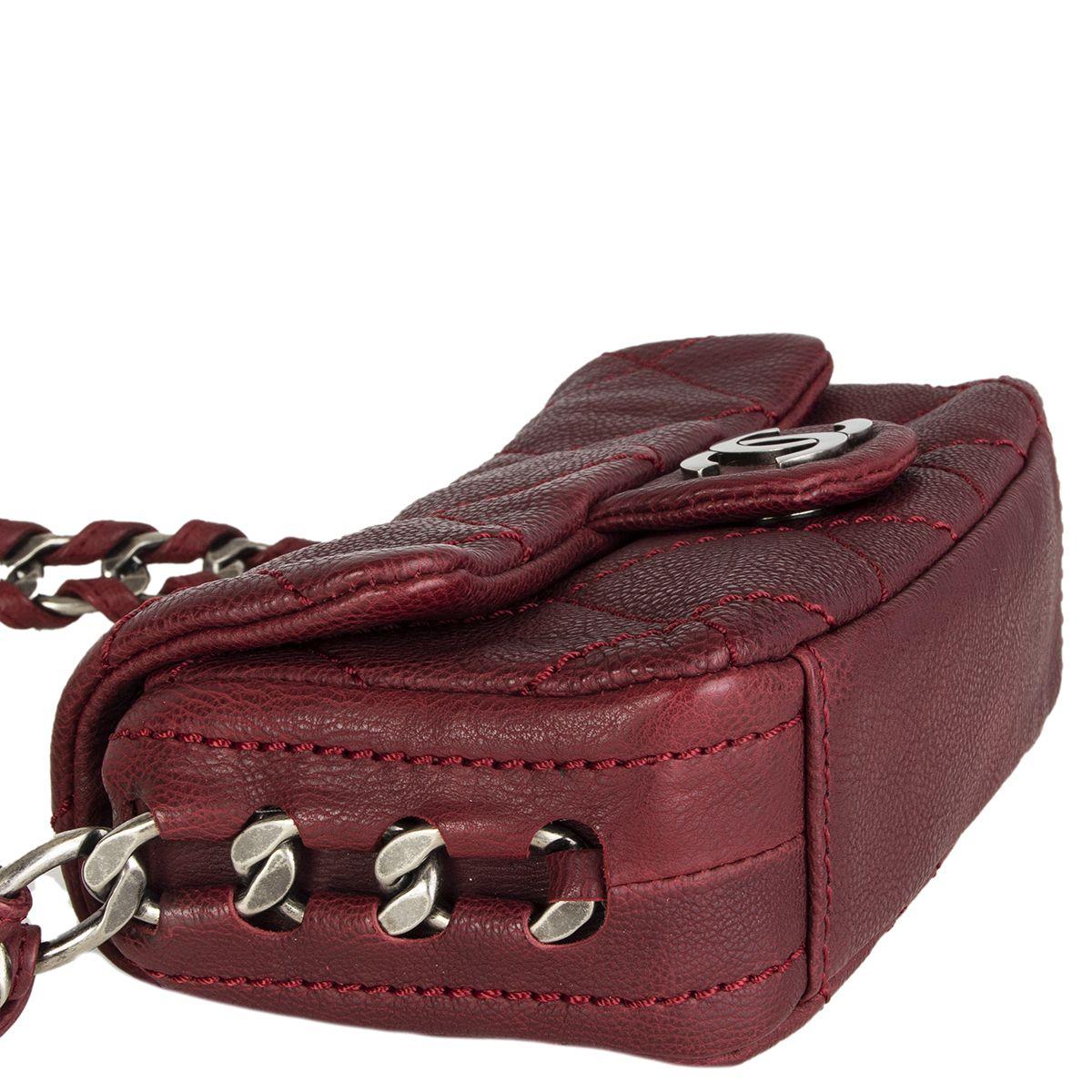 Women's Chanel burgundy washed Caviar leather MODERN CHAIN MINI FLAP Shoulder Bag