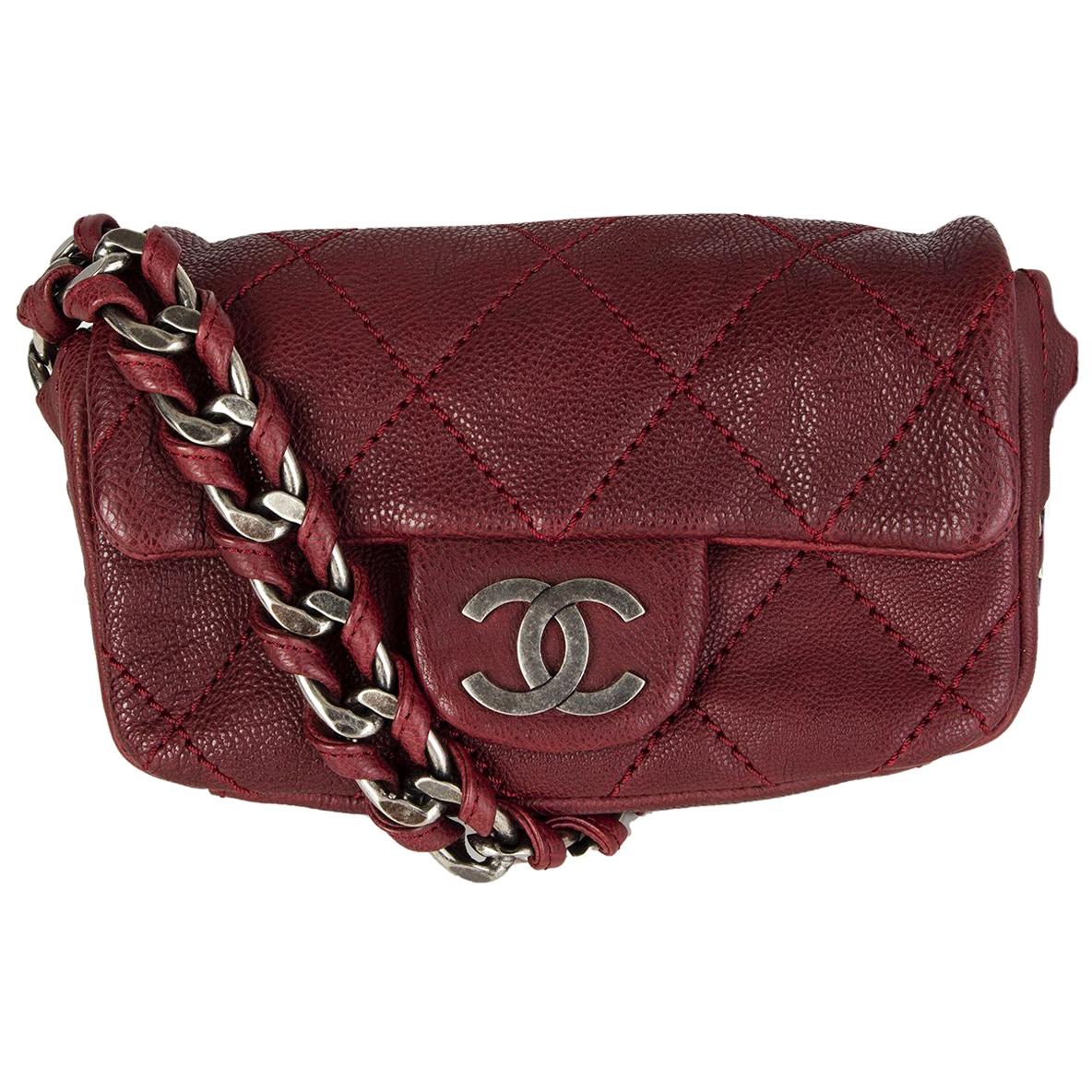 Chanel burgundy washed Caviar leather MODERN CHAIN MINI FLAP Shoulder Bag