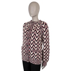 CHANEL burgundy white alpaca 14A DALLAS ZIGZAG KNIT Jacket 40 M