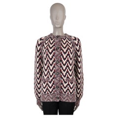 CHANEL burgundy white alpaca 14A DALLAS ZIGZAG KNIT Jacket 40 M