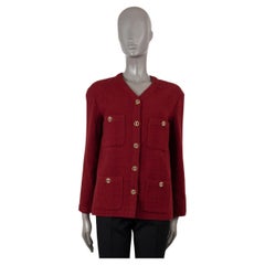 CHANEL burgundy wool 2023 23B FOUR POCKET TWEED Jacket 36 XS