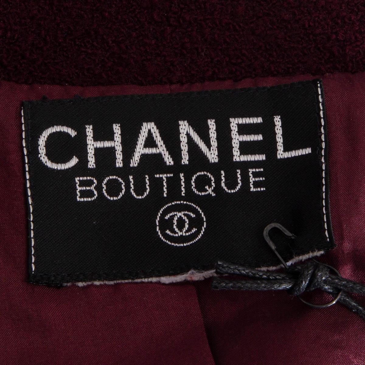 CHANEL burgundy wool blend VINTAGE TWEED Blazer Jacket M 2