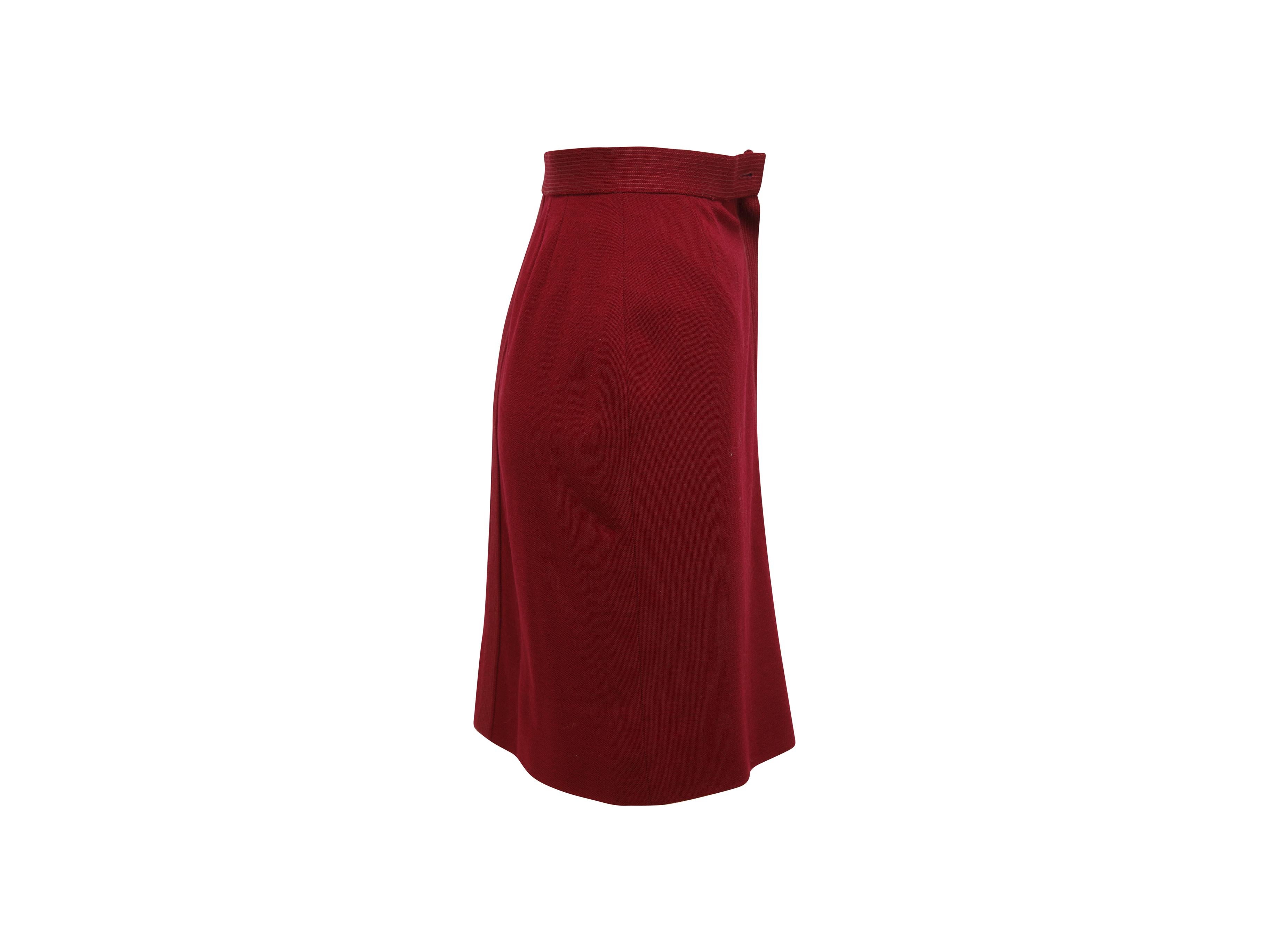 burgundy knee length skirt