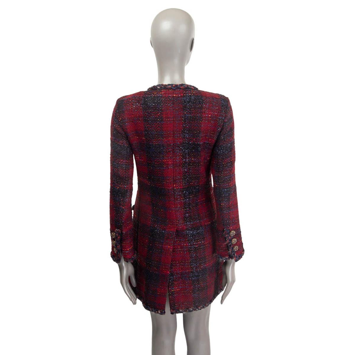 CHANEL burgundy wool PLAID TWEED 13A ENDINBOURGH Coat Jacket 34 XXS 1