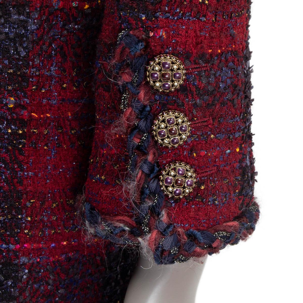 CHANEL burgundy wool PLAID TWEED 13A ENDINBOURGH Coat Jacket 34 XXS 3