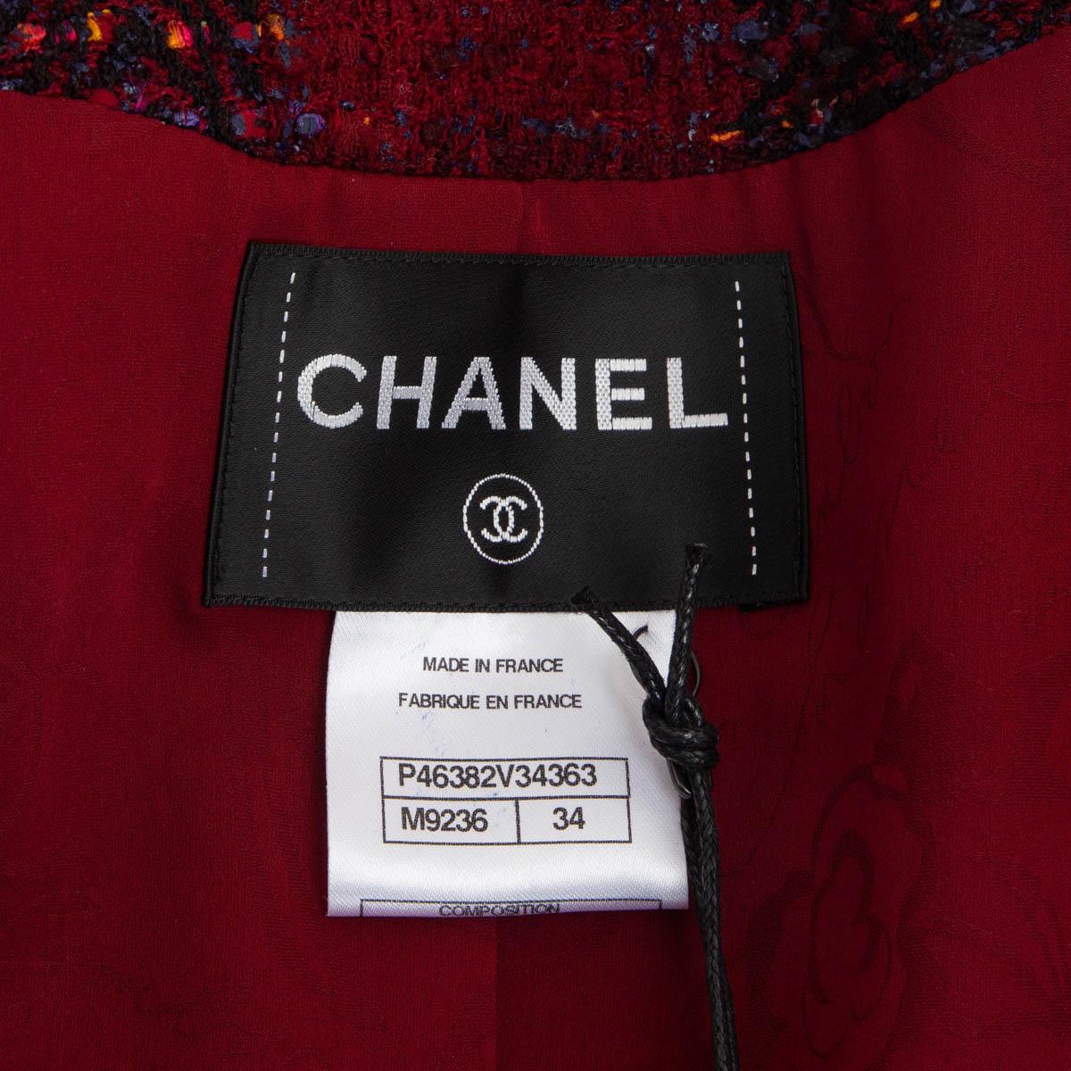 CHANEL burgundy wool PLAID TWEED 13A ENDINBOURGH Coat Jacket 34 XXS 4