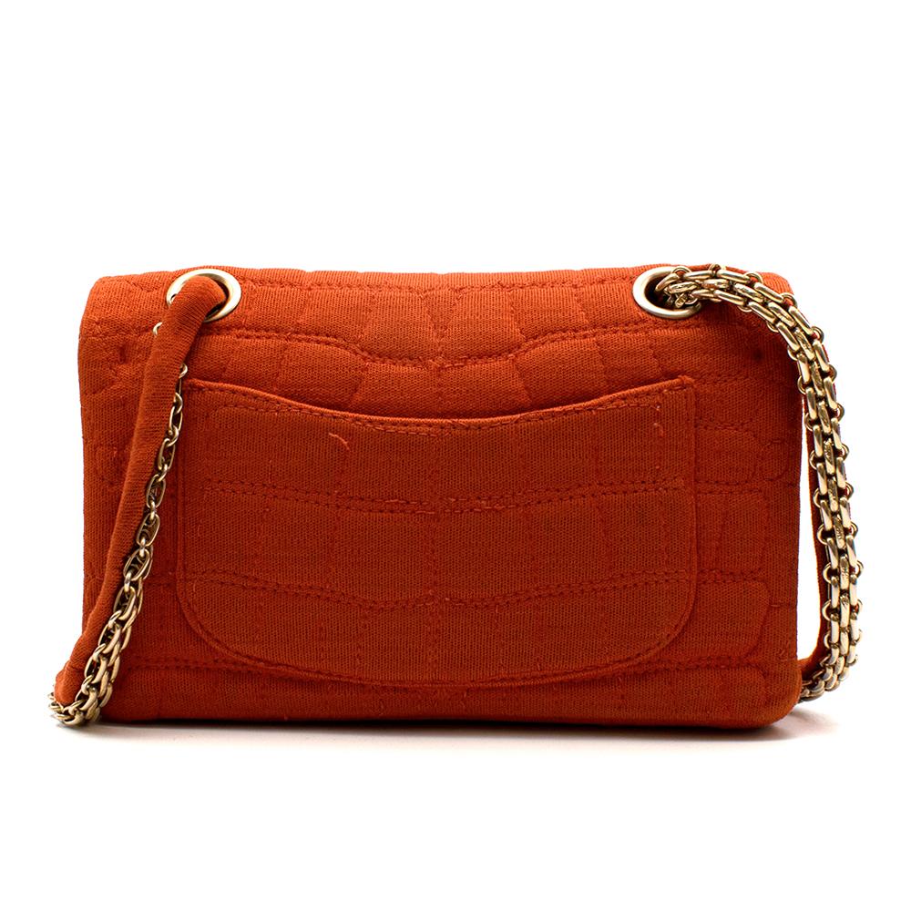 Chanel Burnt Orange Croc Embroidered Jersey Reissue 2.55 224 Bag  In Excellent Condition In London, GB