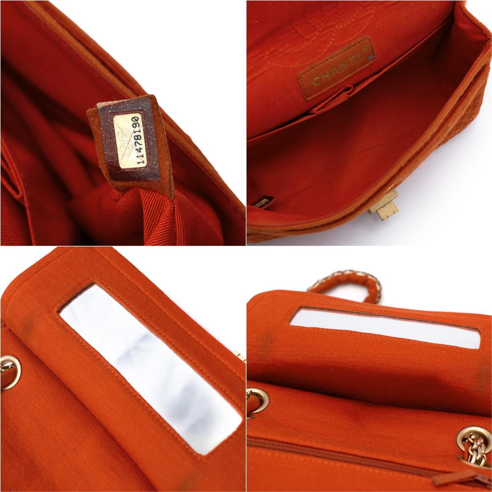 Women's or Men's Chanel Burnt Orange Croc Embroidered Jersey Reissue 2.55 224 Bag 