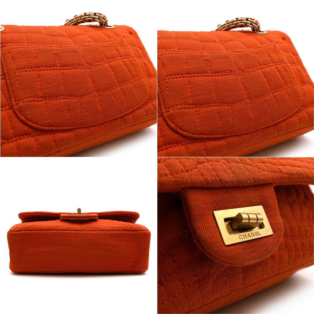Women's or Men's Chanel Burnt Orange Croc Embroidered Jersey Reissue 2.55 224 Bag 