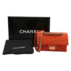 Chanel Burnt Orange Croc Embroidered Jersey Reissue 2.55 224 Bag