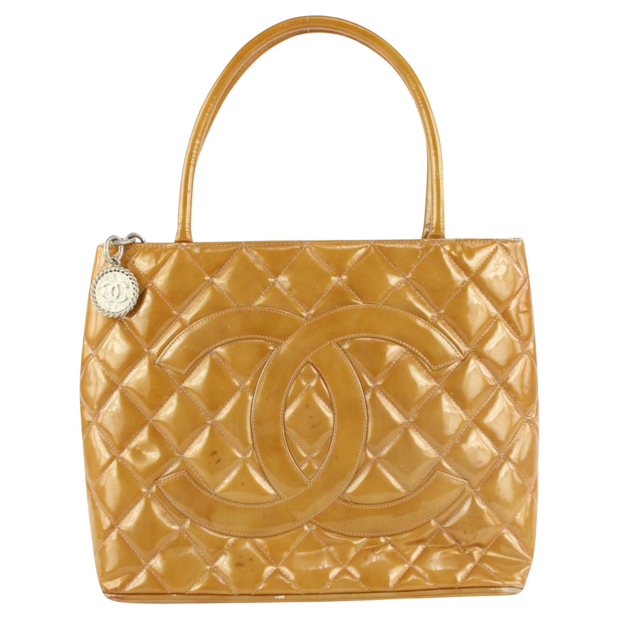 Chanel Quilted Patent Medallion Tote Bag