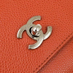 CHANEL Burnt Orange Red Caviar Leather Silver Hardware Carryall Backpack Bag